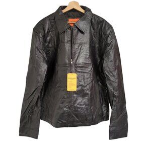Excelled New Zealand Lambskin Black Leather Open Bottom Jacket Size 3XL and 4XL